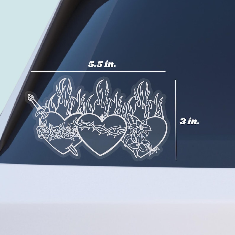 Holy Family Hearts Car Window Sticker, Large Sticker, 100% Weatherproof, Catholic Car Decal, Catholic Vinyl Sticker, Catholic Mom Gift image 2