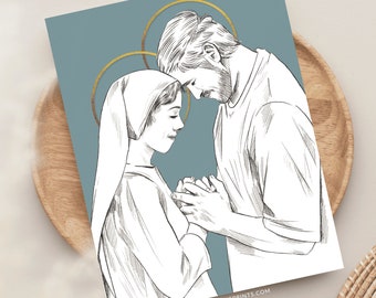 Mary and Joseph Praying Greeting Card, Catholic Wedding Card, Catholic Engagement Card, Catholic Anniversary Card, Catholic Bridal Shower