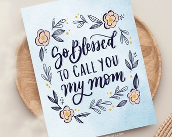 So Blessed To Call You My Mom Greeting Card, Catholic Mother's Day, Catholic Mom Gift, Catholic Grandma Card