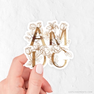 AMDG Floral | Catholic Vinyl Sticker | Car Sticker | Ad Majorem Dei Gloriam Sticker | St. Ignatius of Loyola's Motto