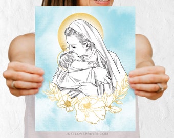 Mary Holding Baby in Heaven, Infant Loss, Catholic Miscarriage Gift, Sympathy Gift Catholic, Catholic Miscarriage, Catholic Childloss