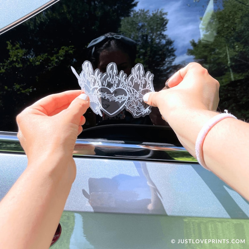 Holy Family Hearts Car Window Sticker, Large Sticker, 100% Weatherproof, Catholic Car Decal, Catholic Vinyl Sticker, Catholic Mom Gift image 3