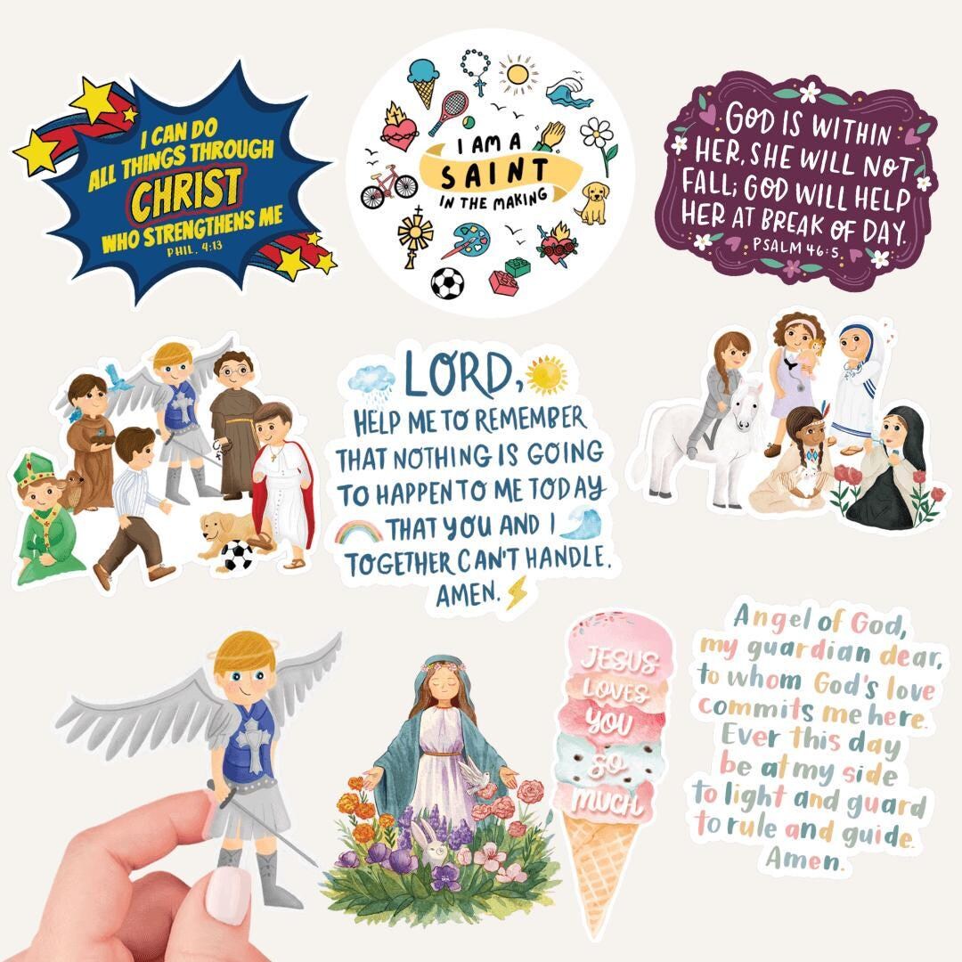 Catholic Kid Stickers, Bundle of 10 Stickers, Catholic Girl Stickers ...