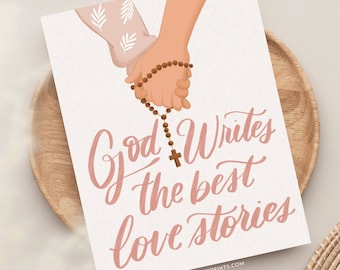 God Writes The Best Love Stories Greeting Card, Catholic Engagement Card, Catholic Wedding Card, Catholic Anniversary Card, Christian Card