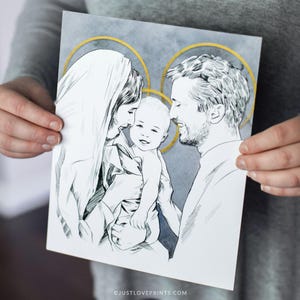The Holy Family | Catholic Mom Gift | Catholic Godparent Gift | Catholic Baby Shower | 5x7 or 8x10 Print