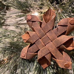Studded Leather Snowflake Ornament