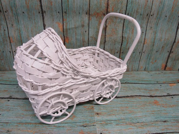 Small Wicker Baby Buggy Carriage For Baby Shower Decorations Etsy