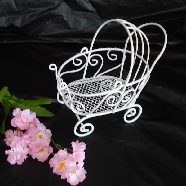 Mini Wire Baby Carriage - Great for Baby Shower Decorations -Perfect Cake Topper or Great for Candy Favors *READ AD for Detail / Dimension
