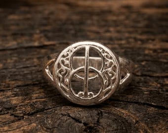 Glastonbury Avalon Chalice Well Ring, Vesica Piscis, Sterlingsilber Handgemacht in Glastonbury