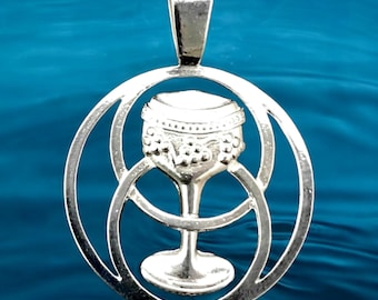 Handgefertigte Sterling Silber Heiliger Gral, Vesica Picsis Anhänger