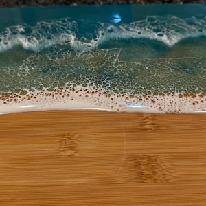 Ocean Charcuterie Board with Resin | Functional Kitchen Decor | Ocean Art
