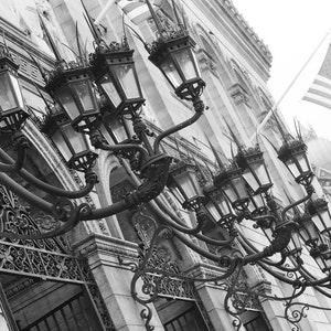 Boston Public Library Black & White Photo, Gothic Style Lamps, Copley Square Boston Massachusetts Photo Print, Boston Wall Decor