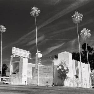 Sunset Pacific Motel Los Angeles Photo, Black & White Photography, Vincent Lamouroux Art, Minimalist Wall Decor image 1