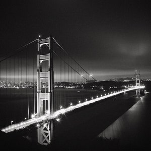Golden Gate Bridge at Night San Francisco Black and White - Etsy
