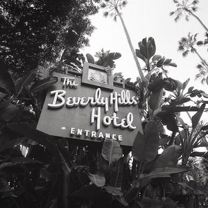 The Beverly Hills Hotel Black & White Photo, Los Angeles Photography, Tropical Wall Decor, Beverly Hills California Black and White Print