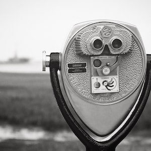 Black & White Charleston Photo, Coin Operated Binoculars, Mt Pleasant South Carolina, Black and White Photography