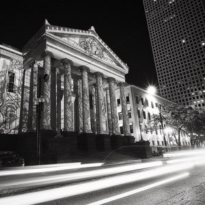 Gallier Hall New Orleans Black and White Photography, Lafayette Square, Greek Revival Architecture, Black & White Louisiana Photo