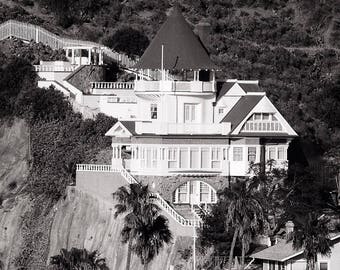 Catalina Island Black & White Photograph, Los Angeles California Print, Black and White Coastal Decor, Victorian Architecture