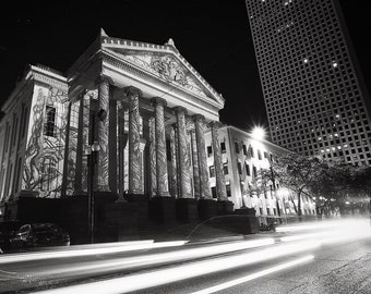 Gallier Hall New Orleans Black and White Photography, Lafayette Square, Greek Revival Architecture, Black & White Louisiana Photo