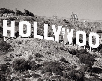 The Hollywood Sign Black and White Photo, Los Angeles Black and White Photography, Black & White Home Decor, Lake Hollywood Park