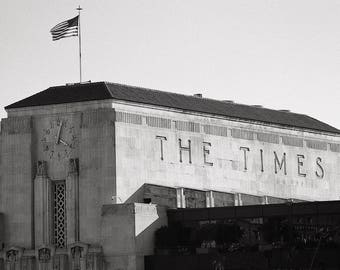 LA Times Building Black & White Photo Print, Downtown Los Angeles Photography, Art Deco Architecture Photo