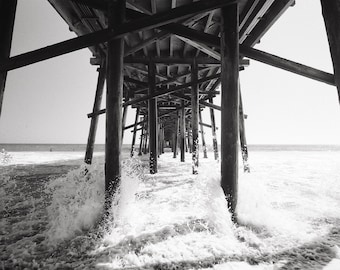 Balboa Pier Newport Beach California, Black & White Beach Photography, Newport Beach Wall Art, Black and White Coastal Decor