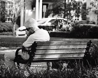Savannah Georgia Black and White Photography, Afternoon Nap in Greene Square, Savannah Wall Art