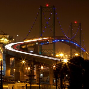 Vincent Thomas Bridge San Pedro California, Los Angeles Photography, Long Beach California, Long Exposure Photograph