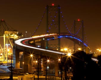Vincent Thomas Bridge San Pedro California, Los Angeles Photography, Long Beach California, Long Exposure Photograph