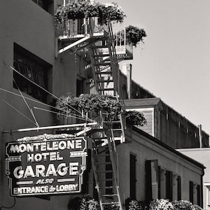 Hotel Monteleone New Orleans Black & White Photo, Vintage Neon Sign, French Quarter New Orleans, Black and White Print