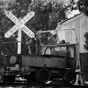 Black and White Train Photo, Western Pacific S-2T Speeder Car, Motorized Railroad Track Car, Old Railroad Track-Maintenance Car