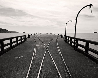 Black & White New Zealand Photo Print, Tolaga Bay Wharf Gisborne, New Zealand Black and White Photography, Large Industrial Wall Art