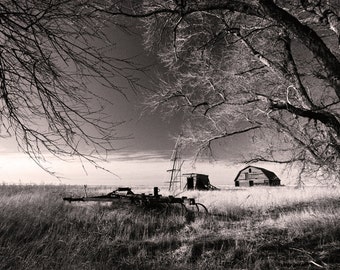 Old Barn Picture, Oklahoma Black and White Photography, Modern Farmhouse Art, Black & White Home Decor