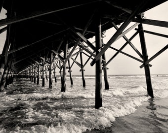 Charleston Photography, Folly Beach Pier South Carolina, Charleston Beach Photos, Large Wall Art