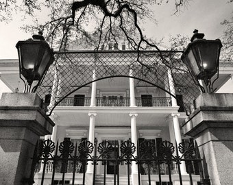 New Orleans Garden District Black & White Photo, Buckner Mansion on Jackson Ave, Louisiana Black and White Photography