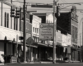 Llano Texas Black and White Photo, Old Vintage Signs in Texas Hill Country, Rustic Home Decor, Instant Digital Download