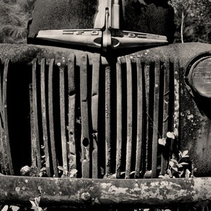1947 Ford F100 Pickup Truck, Rustic Home Decor, Black and White Photo, Instant Digital Download