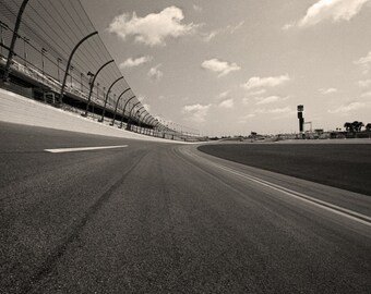 Daytona Beach International Speedway, Black and White Photo, Daytona Florida NASCAR Racetrack, Florida Wall Art