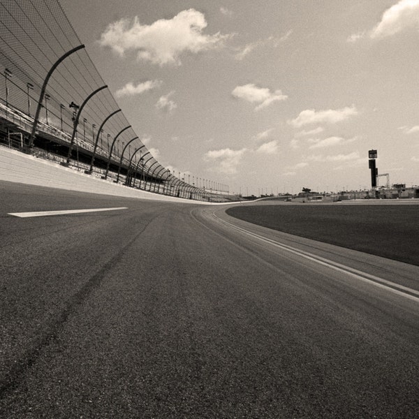 Daytona Beach International Speedway, Black and White Photo, Daytona Florida NASCAR Racetrack, Florida Wall Art