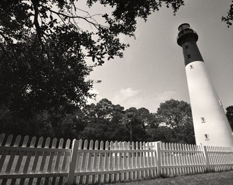 Charleston Black and White Photography, Hunting Island Lighthouse Beaufort South Carolina, Black & White Home Decor