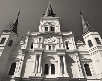 St Louis Cathedral New Orleans, Black and White Photograph, Jackson Square New Orleans Black & White Picture