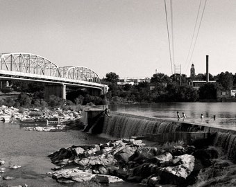 Llano Texas Black and White Photography, Roy Inks Bridge, Texas Hill Country Print, Large Wall Art