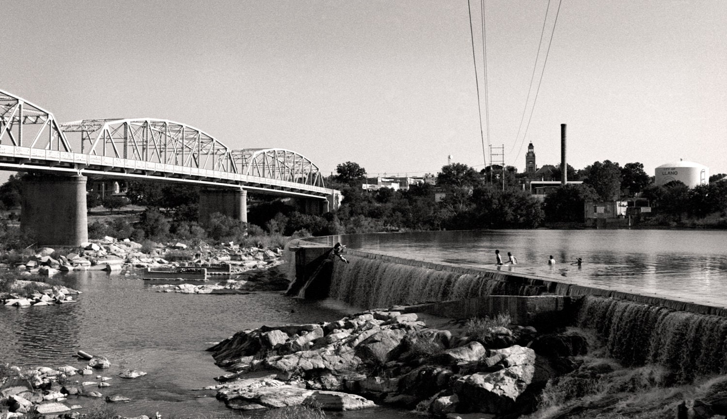 Llano Texas Black and White Photography, Roy Inks Bridge, Texas Hill Country Print, Large Wall Art
