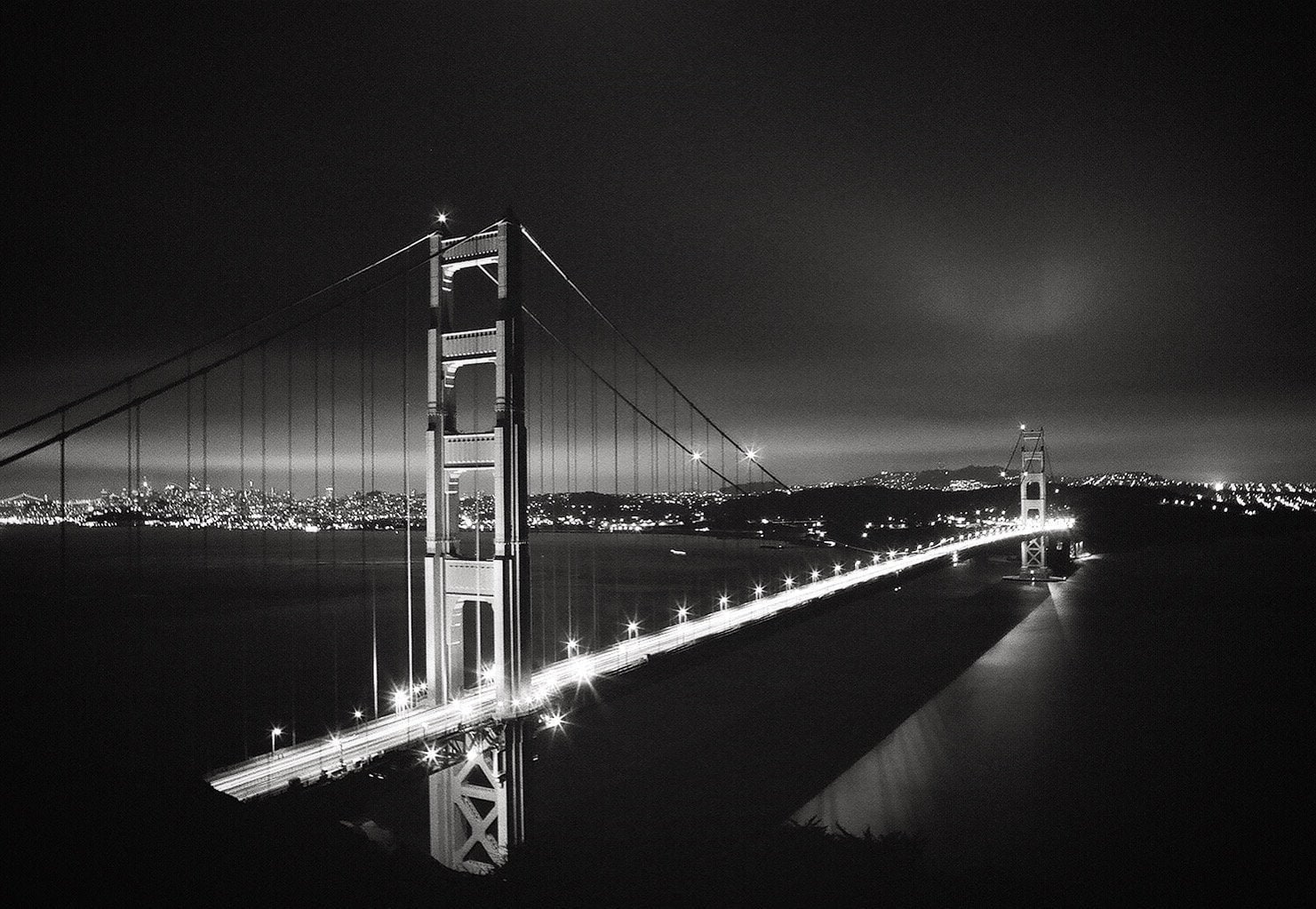 Golden Gate Bridge at Night San Francisco Black and White - Etsy