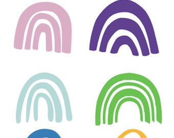 Boho Rainbow Bundle SVG, Cute Rainbows SVG, Cricut Cut File, Simple Glowforge rainbows