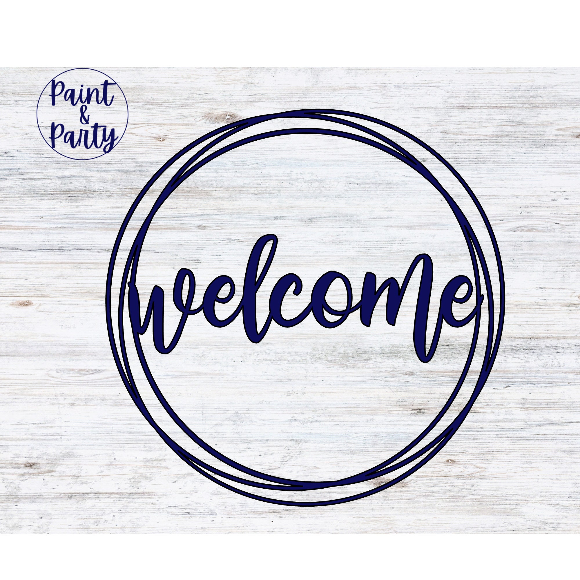 Round Welcome Farmhouse SVG, Glowforge or Cricut ready Cut File for Welcome Sign.