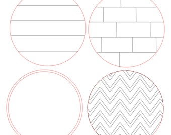 SVG FILES Faux Shiplap Circle / Subway Tile Circle / Circle Frame / Chevron Circle / 4 shape bundle / SVG / Glowforge File / Laser Cut Round