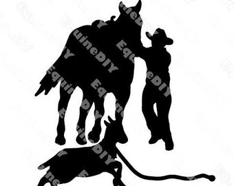 Goat Tying Horse Clip Art for logos, t shirt, mugs, cups, cricut, custom awards, horse show high point, websites