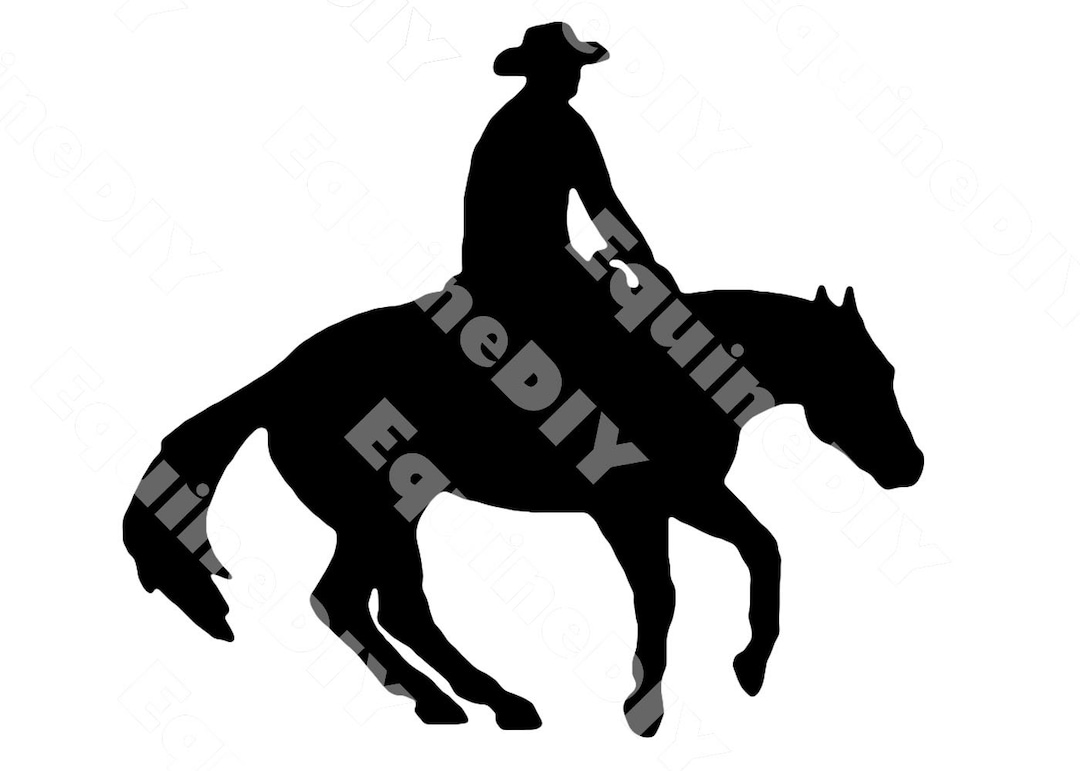 Horse Clip Art Reining Horse Spinning for Logos, T Shirts, Stickers, Show Awards, Water Bottles
