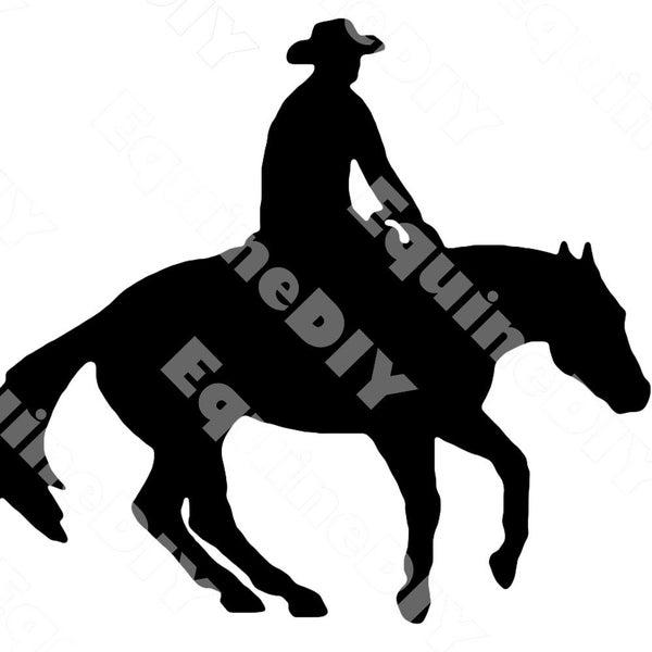 Horse Clip Art Reining Horse Spinning pour logos, t-shirts, autocollants, récompenses spectacle, bouteilles d’eau, tasses, utilisation sur cricut ou d’autres machines décalques